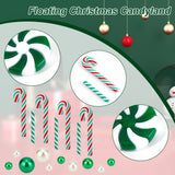 DIY Christmas Vase Fillers for Centerpiece Floating Pearls Candles, Including Candy Cane Polymer Clay & Plastic Round Beads, Snowflake Resin Cabochons, PVC Nail Art Sequins, Green