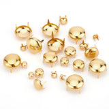 200Pcs 5 Style Brass Four-Claw Rivets, Nailheads Spots Stud, for Leathercraft, Half Round, Golden, 4~12x4~8mm, 40pcs/style