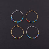 Brass Wine Glass Charm Rings Hoop Earrings, Mixed Color, 30x0.8mm, about 200pcs/box
