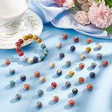 80Pcs 8 Colors Handmade Porcelain Beads, Fancy Antique Glazed Porcelain, Round, Mixed Color, 11mm, Hole: 2mm