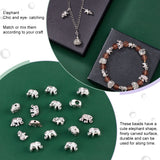 40Pcs 4 Style Tibetan Style Alloy Elephant Beads, Antique Silver, 9~14.5x8~13.5x4.5~8mm, Hole: 1~4.5mm, 10pcs/style