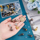 36Pcs 6 Colors Brass Clip-on Earring Findings, with Horizontal Loops, Half Round, with 40Pcs Silicone Ear Nuts, Mixed Color, 20x13mm, Hole: 3mm, 6Pcs/color