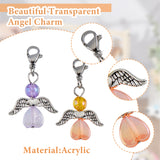 36Pcs 9 Colors Transparent Acrylic Angel Charm Decorations, with 304 Stainless Steel Lobster Claw Clasps, Mixed Color, 33mm, 4pcs/color