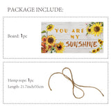 Printed Natural Wood Hanging Wall Decorations, for Front Door Home Decoration, Rectangle with You Are My Sunshine, Sunflower Pattern, 15x30x0.5cm