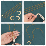 10Pcs 201 Stainless Steel 2-Loop Connector Charms, Laser Cut, Crescent, Real 18K Gold Plated, 26x30x1mm, Hole: 1.2mm