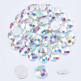 70Pcs Acrylic Faceted Cabochons, Round, Clear AB, 25x16mm, 70pcs/box