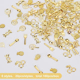 Alloy Cabochons, Epoxy Resin Supplies Filling Accessories, for Resin Jewelry Making, Mixed Shapes, Golden, 160pcs/box