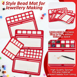 4Pcs 4 Styles Felt Bead Design Board, DIY Beading Jewelry Bracelet and Anklet Making Tray, Rectangle, Red, 150~280x200~300x6mm, 1pc/style