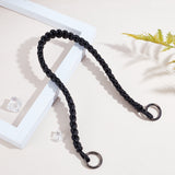 Braided PU Leather Bag Straps, with Alloy Spring Gate Rings, for Bag Replacement Accessories, Black, 64x2.3x1.2cm