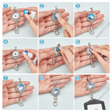 DIY Necklace Making Kits, including Brass & Glass Snap Buttons, Alloy Keychain Findings and 304 Stainless Steel Cable Chains Necklaces, Flat Round, Moon Pattern, 14Pcs/box