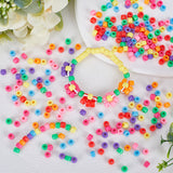 800Pcs 8 Colors Opaque Plastic Beads, Pony Beads, Barrel, Mixed Color, 6x4.5mm, Hole: 2.5mm, 100pcs/color