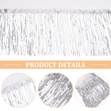 PVC Sequin/Paillette Tassel Fringe Polyester Ribbon, Tassel Trimming, for Garment Curtain Accessories, Silver, 200x0.8mm