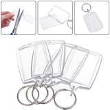 Acrylic Keychain, with Iron Split Key Rings, Flat Round & Heart & Rectangle & Oval, Clear, 77~90mm, 56sets