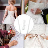 1 Set Women's Wedding Dress Zipper Replacement, Adjustable Fit Satin Corset Back Kit, Lace-up Formal Prom Dress, White, 482~4000x15~24x2.3~4mm, 3pcs/set