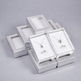 Rectangle Valentines Day Presents Packages Cardboard Jewelry Set Boxes, for Necklaces, Earrings and Rings, Silver, 9x6.5x2.8cm