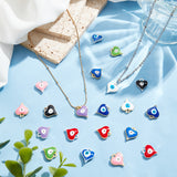 64Pcs 16 Colors Alloy Enamel Charms, Heart with Evil Eye Charm, Mixed Color, 14x12.5x4mm, Hole: 1.8mm, 4pcs/color