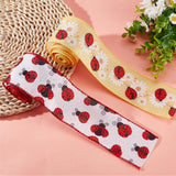 2 Rolls 2 Patterns Insect Theme Polyester Ribbon, for Scene Decoration, Gift Wrapping, Ladybug/Bees Pattern, Red, Ladybug Pattern, 2-1/2 inch(63mm), about 6 yards/roll, 1 roll/pattern