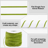 100 Yards Flat Single Face Velvet Ribbon, for Gift Wrapping, Floral Bows Crafts Decoration, Olive Drab, 1/8 inch(3mm)