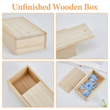 Rectangle Unfinished Wood Gift Storage Box, with Slide Lid, Blank Natural Wood Case for Christmas, Wedding, Party, Gift Jewelry Box, Antique White, 16.9x9.6x5cm