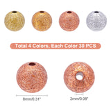 120Pcs 4 Colors Spray Painted Acrylic Beads, Matte Style, Round, Mixed Color, 8mm, Hole: 1.6~1.8mm