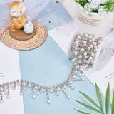 1 Yard Iron Rhinestone Strass Chains, Imitation Pearl Fringe Tassel Chain, for Sewing Wedding Decoration, with Spool, Crystal, 38x6mm