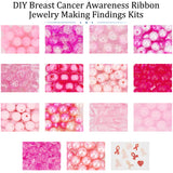 DIY Breast Cancer Awareness Ribbon Jewelry Making Findings Kits, Including Acrylic Beads, ABS Plastic Imitation Pearl Beads, Alloy Enamel Pendants, Pink