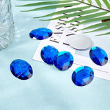 Acrylic Rhinestone Flat Back Cabochons, Faceted, Bottom Silver Plated, Oval, Blue, 40x30x7~7.5mm, 30pcs/box