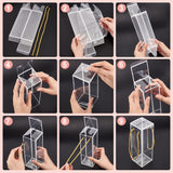 Transparent PVC Plastic Gift Box, with Polyester Cord, Rectangle, Black, Finished Product: 7x7x21cm, about 3pcs/set