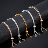 12Pcs 3 Colors Brass Box Chain Slider Bracelet Making, Mixed Color, 9x0.1cm, 4pcs/color