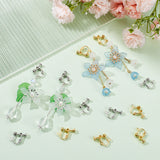 40Pcs 2 Colors Brass Converter Findings, for non-pierced Ears, with Loop, Platinum & Golden, 17x13.5x5mm, Hole: 1.2mm, 20Pcs/color