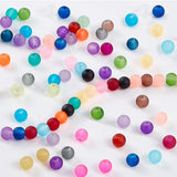 Transparent Glass Beads, Frosted, Round, Mixed Color, 6mm, Hole: 1.3~1.6mm, about 50~61pcs/color, 1200~1464pcs/box