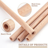 Unfinished Beech Wood Rods, Craft Stick, Hollow, Column, Tan, 20x1.5cm, Hole: 8mm
