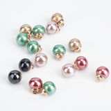 50Pcs 5 Colors ABS Plastic Imitation Pearl Sewing Buttons, with Zinc Alloy Findings, 1-Hole, Round, Mixed Color, 12x10mm, Hole: 1.5mm, 10pcs/color