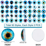 100Pcs Craft Glass Doll Eyes, Stuffed Toy Eyes, Half Round, Mixed Color, Mixed Color, 12mm