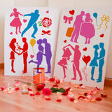 12Pcs Valentine's Day PET Hollow Out Drawing Painting Stencils, for DIY Scrapbook, Photo Album, Human, 297x210mm