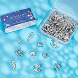 80Pcs 8 Style 316 Surgical Stainless Steel Pendants, Mixed Shapes, Stainless Steel Color, 26.5x10x4mm, Hole: 1mm, 10pcs/style