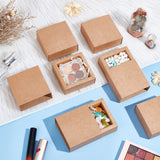 Kraft Paper Storage Gift Drawer Boxes, Gift Packaging Case for Wedding Party Supplies, BurlyWood, Square, 8.3x8.3x3.2cm