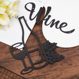 Iron Wall Signs, Wall Decoration, Wine, Black, Drink Pattern, 103~250x200~250x0.6~0.7mm, Hole: 4mm, 2pcs/set