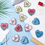 16Pcs 4 Colors Heart Computerized Embroidery Cloth Iron on Patches, Stick On Patch,Costume Accessories, Appliques, Mixed Color, 53x51x1.5mm, 4pcs/color