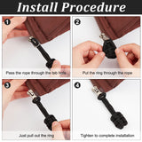 10Pcs Polyester Braided Replacement Zipper Puller Tabs, Zip Pull Extender, Black, 8.2x2x0.87cm