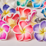 Handmade Polymer Clay 3D Flower Plumeria Beads, Mixed Color, 15x8mm, Hole: 2mm, 100pcs/set