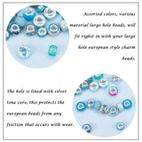 Acrylic & Resin & Polymer Clay Rhinestone European Beads, Large Hole Beads, with Silver Color Core, Rondelle, Mixed Color, Beads: 13.5~14x8~10mm, Hole: 5mm, 54pcs/bag, 1bag/box