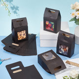Rectangle Paper Storage Gift Boxes with Clear Window, Gift Packaging Case for Wedding Party Supplies, Black, 9.8x6x15cm