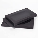 Foldable Creative Kraft Paper Box, Wedding Favor Boxes, Favour Box, Paper Gift Box, with PVC Clear Window, Rectangle, Black, 19.9x10.5x1.7cm