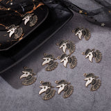 Alloy Enamel Pendants, Gothic Theme, Plague Doctor/Crow with Hat, Black, 32x25x1mm, Hole: 2mm, 24pcs/box