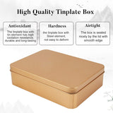 Rectangular Empty Tinplate Boxes, with Slip-on Lids, Mini Portable Box Containers, Matte Gold Color, 15.3x11.2x4cm, Inner Size: 14.5x10.6cm