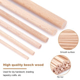 60Pcs 6 Styles Beech Wood Sticks, Round Dowel Rod, for Braiding Tapestry, Column, Blanched Almond, 20x0.3~1cm, 10pcs/style