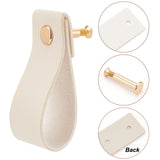 Imitation Leather Cabinet Handle Pull Knob, with Screws Accessories, Linen, 174x26x1.6mm, Hole: 1.3mm