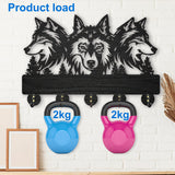 Wood & Iron Wall Mounted Hook Hangers, Decorative Organizer Rack, with 2Pcs Screws, 5 Hooks for Bag Clothes Key Scarf Hanging Holder, Wolf, 200x300x7mm.