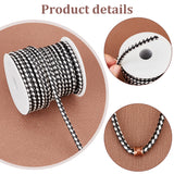 10M Round Imitation Leather Braided Cords, White, Black, 5.5mm, about 10.94 Yards(10m)/Roll